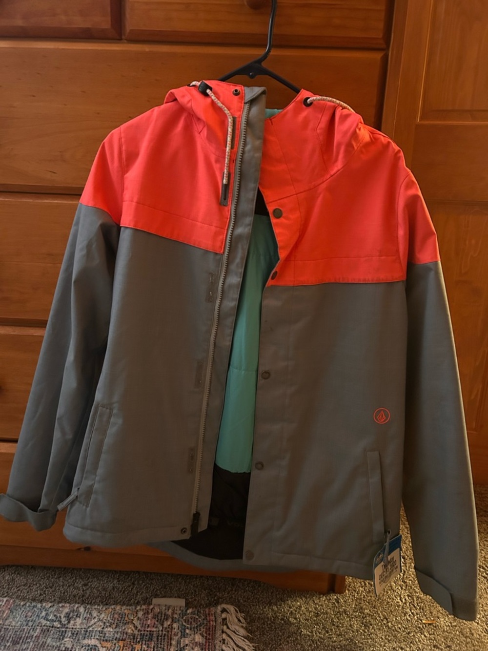 Volcom Snowboarding Jacket Coral and Gray